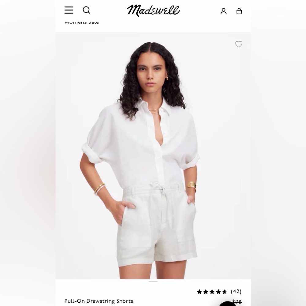 Madewell Women's Cream Drawstring Shorts